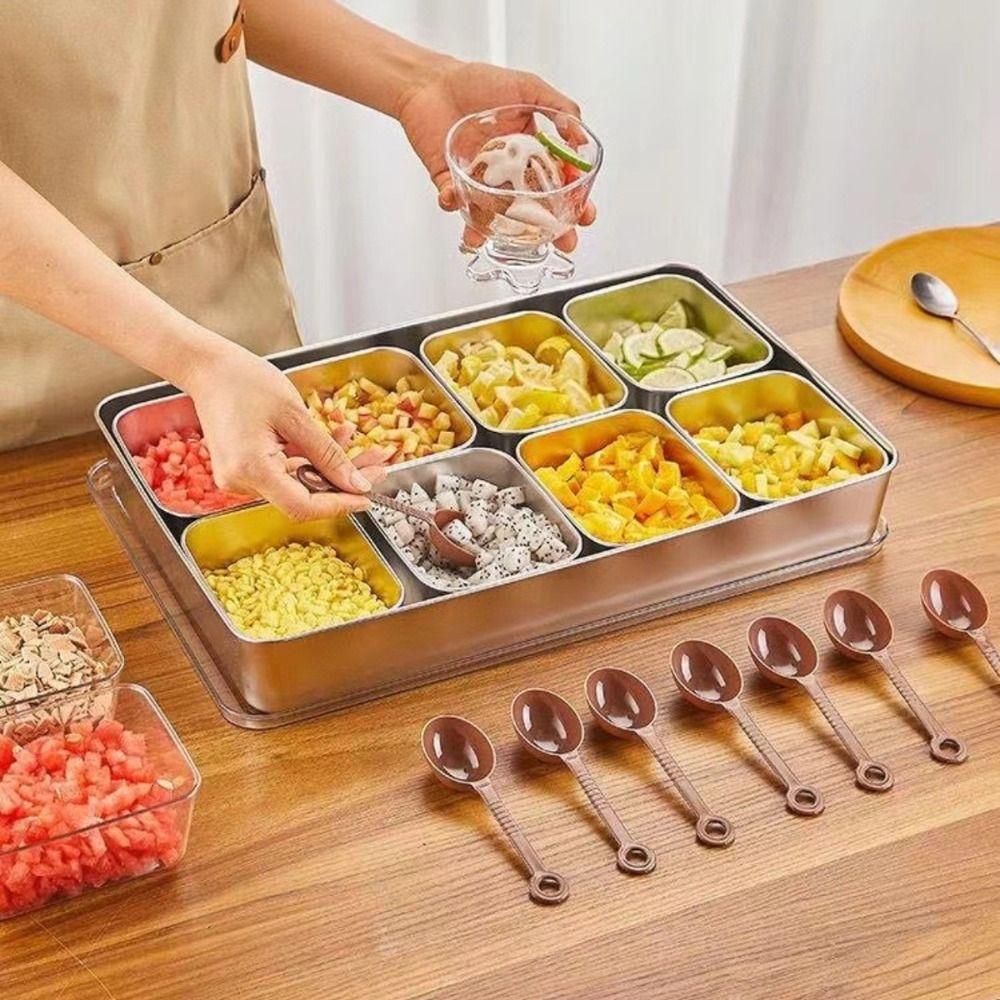 Контейнеры для приправ из нержавеющей стали 6 и 8 ячеек Органайзер для приправ Хранение Коробка для приправ Ресторан