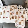 Cartoon Cherry Bear Women's Pajamas Harajuku Cute Y2K Pajamas for Women Long Sleeve Top & Elastic Waist Pants Sleepwear
