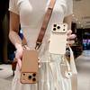Силиконовый чехол для телефона конфетного цвета для IPhone 17 13 12 16 E 15 14 11 Pro Max Наплечный ремешок-шнурок Ожерелье Мягкая крышка