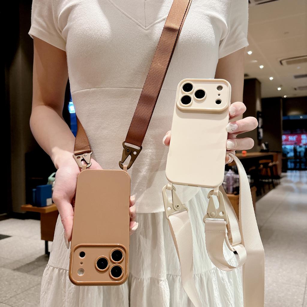 Силиконовый чехол для телефона конфетного цвета для IPhone 17 13 12 16 E 15 14 11 Pro Max Наплечный ремешок-шнурок Ожерелье Мягкая крышка