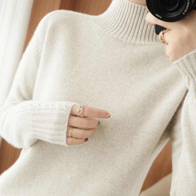 Осень и зима Новый полувысокий воротник трикотажный базовый свитер женские топы модный толстый длинный рукав облегающий пуловер женские свитера элегантный джемпер 25279