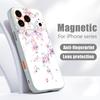 Чехол с ярким цветочным узором Для iPhone 17 Pro Max Гибридный TPU+PC Магнитный Для Magsafe Матовое Покрытие Для iPhone 16 Pro Max 15 14 13