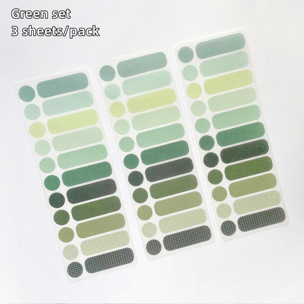 3 Sheet Basic Color Stickers Set Multi Rainbow Candy Pure Paper Adhesive Memo Note Diary Album Decoration Marker