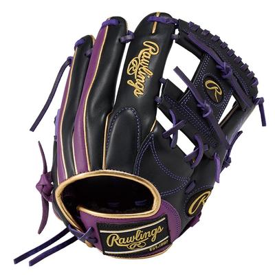 Rawlings Бейсбольная перчатка Hyper Tech Color Sync, перчатка среднего размера, юниорская/детская (GJ5FHTCG9M), Универсальный, Черный/Фиолетовый, (Бросок правой рукой)