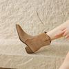 Fashion 2025 Autumn Cow Suede Women Boots Pointed Toe Chunky Heel Boots for Women Fashion Short Boots Winter Boots Women Western Boots