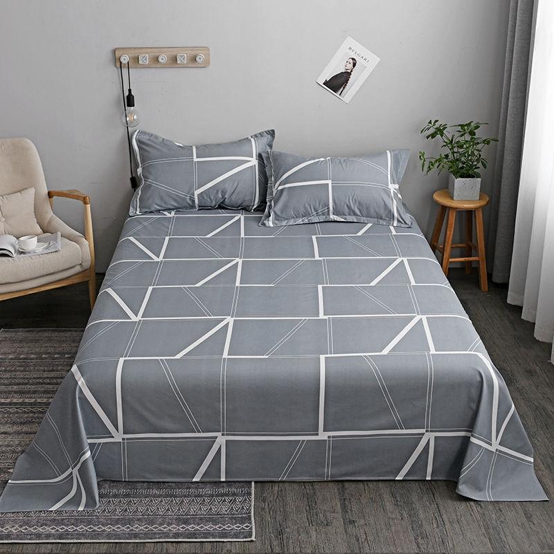 Comforter Wostar Geometry Printed Flat Bed Couple 2 People 150X200 Luxury Double Bed Bedsheet Single Double Queen King Size