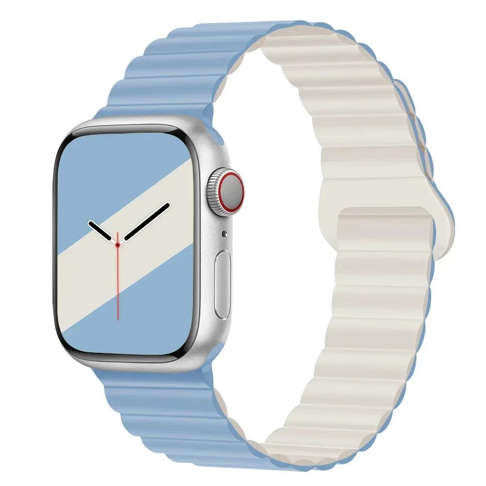 НОВЫЕ Оригинальные Магнитные ремешки из жидкого силикона для ремешка Apple Watch Ultra 2 Series 9 8 SE iwatch 42 44 мм 45 49 мм 38 40 мм 41 Correa