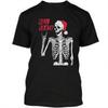 Mens Hail Santa T Shirt Funny Xmas Skeleton Metal Horns Joke Tee for Guys High Quality Cotton Tops Aesthetic Clothes