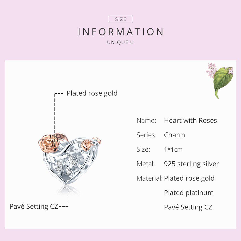 BAMOER романтические новые подвески из стерлингового серебра 925 пробы с розами и бусинами подходят для оригинального женского браслета