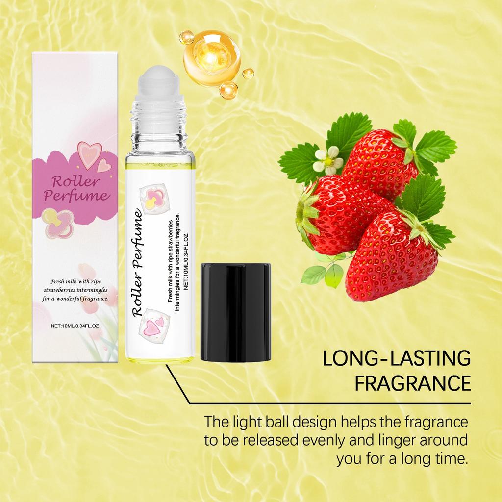 Женские духи Rollerball, уникальный аромат, легкий, стойкий, сладкий, уверенный, нежный аромат клубники и молока. 10 мл