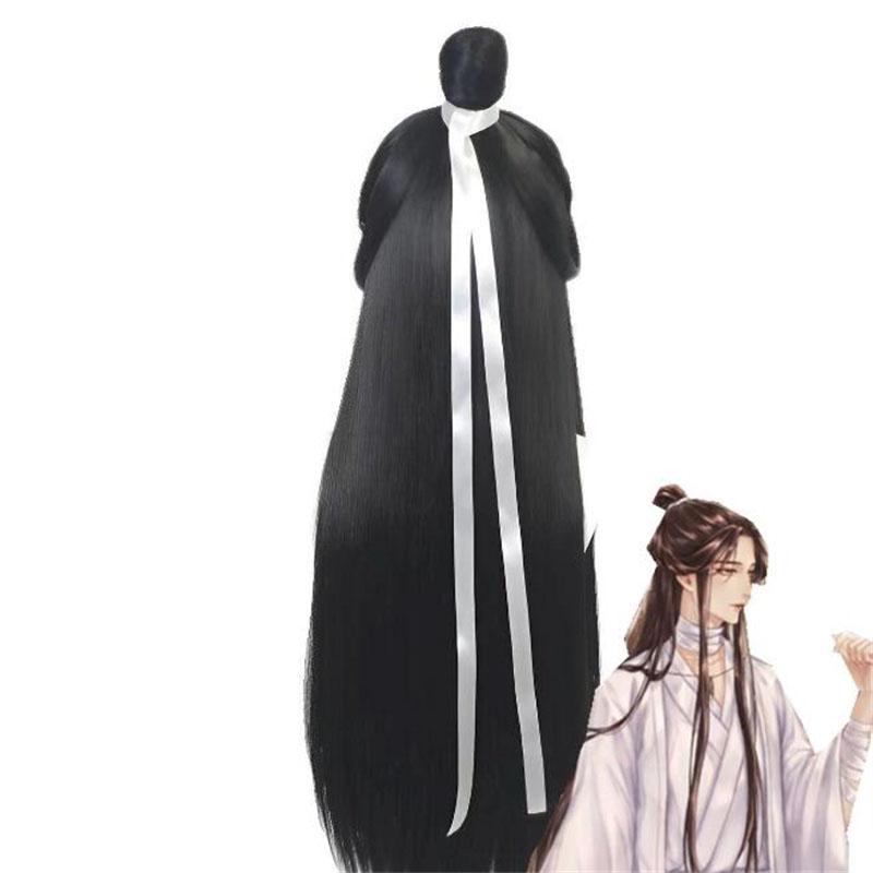 Xie Lian Cosplay Wig Heaven Officials Blessing Cosplay Tian Guan Ci Fu Cosplay Black Heat Resistant Synthetic Hair Wigs + WigCap