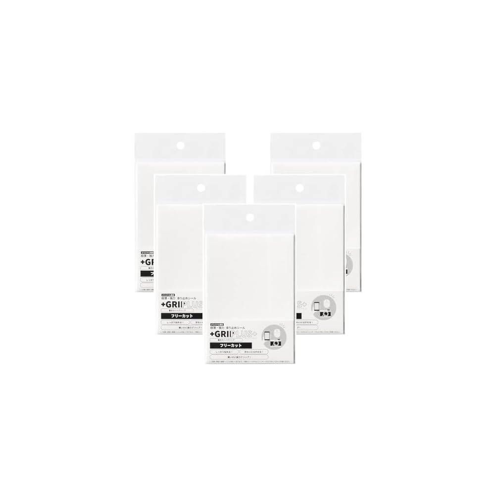 GRIPLUS GripLas Ultra-Thin, Strong Anti-Slip Stickers, Free Cut, Postcard Size, White, 5-Pack