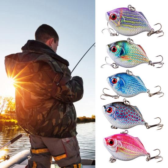 5Pcs 4CM/8.8G VIB Fishing Lure with Hook Realistic 3D Printed Hard Artificial