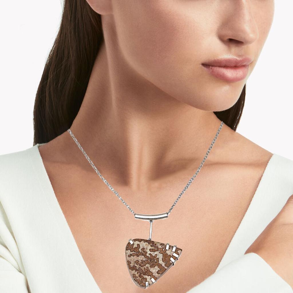 Dendritic Agate Drusy Gemstone Mother's Day Silver Jewelry Necklace 20 In