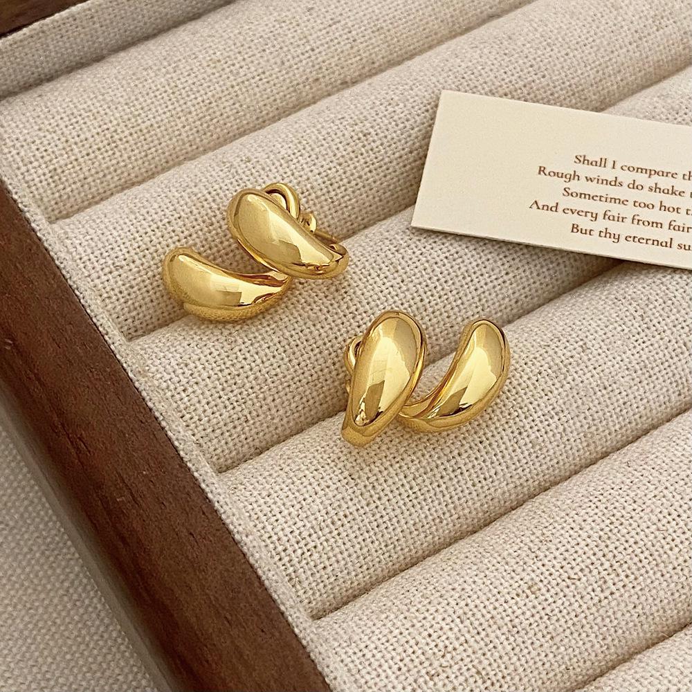 Женские ретро серьги-пусеты в нерегулярную полоску - Преувеличенный европейский и американский уличный стиль высокого класса