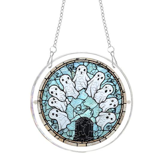 yangyizhi Halloween Acrylic Puzzle Suncatcher Window Hanging,7.87 Inch Sun Catcher Decoration Ornament, Ideal for Gifting and Home Decor