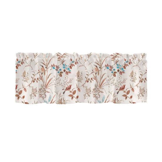 Весенняя Цветочная Занавеска-Ламбрекен Листья Цветы Оконный Ламбрекен Короткая Кухонная Занавеска-Ламбрекен с Карманчиком для Штанги для Ванной Комнаты Столовой