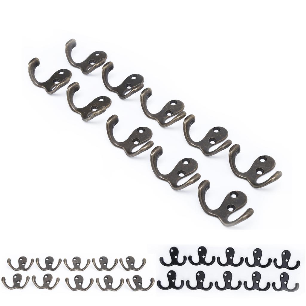 10 шт. крючков для одежды, маленькие, с двойным зубцом, устойчивые к ржавчине, прочные, удобные, настенные, для Coa