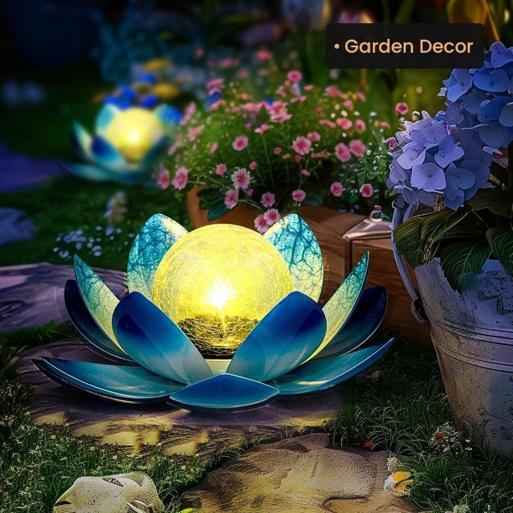 Lotus Shaped Solar Lotus Light Cordless Sculpture Garden Lamp Garden Solar Lights Home Decoration