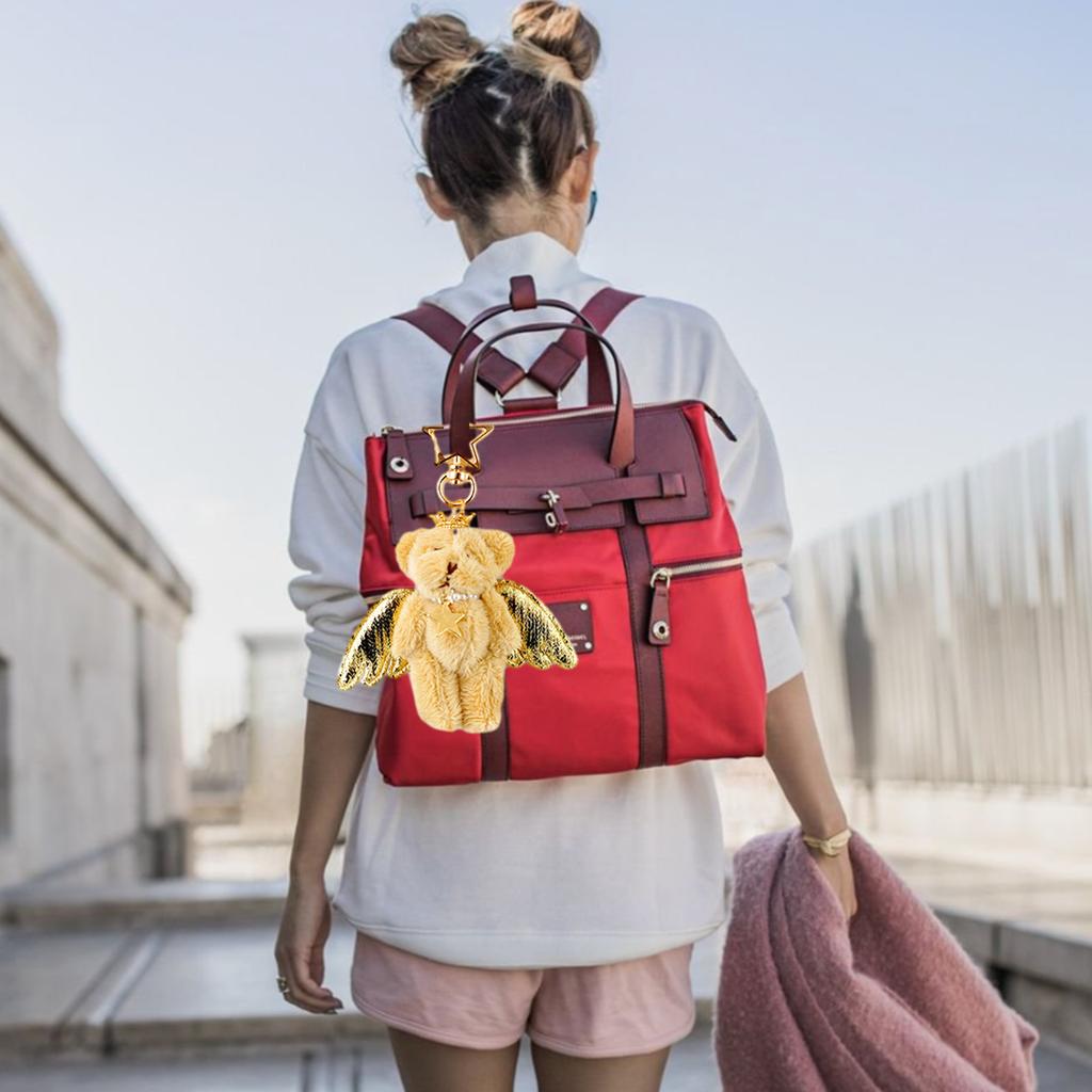 Angel Bear Keychain Cute Stuffed Animals Keyring Hanging Ornament Backpack Handbag Charm Pendant Gift for Girls Women