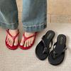 Red High-end Non-slip Flat-bottomed Flip-flops Women's 2025 New Summer Wear with Skirt French Sandals
