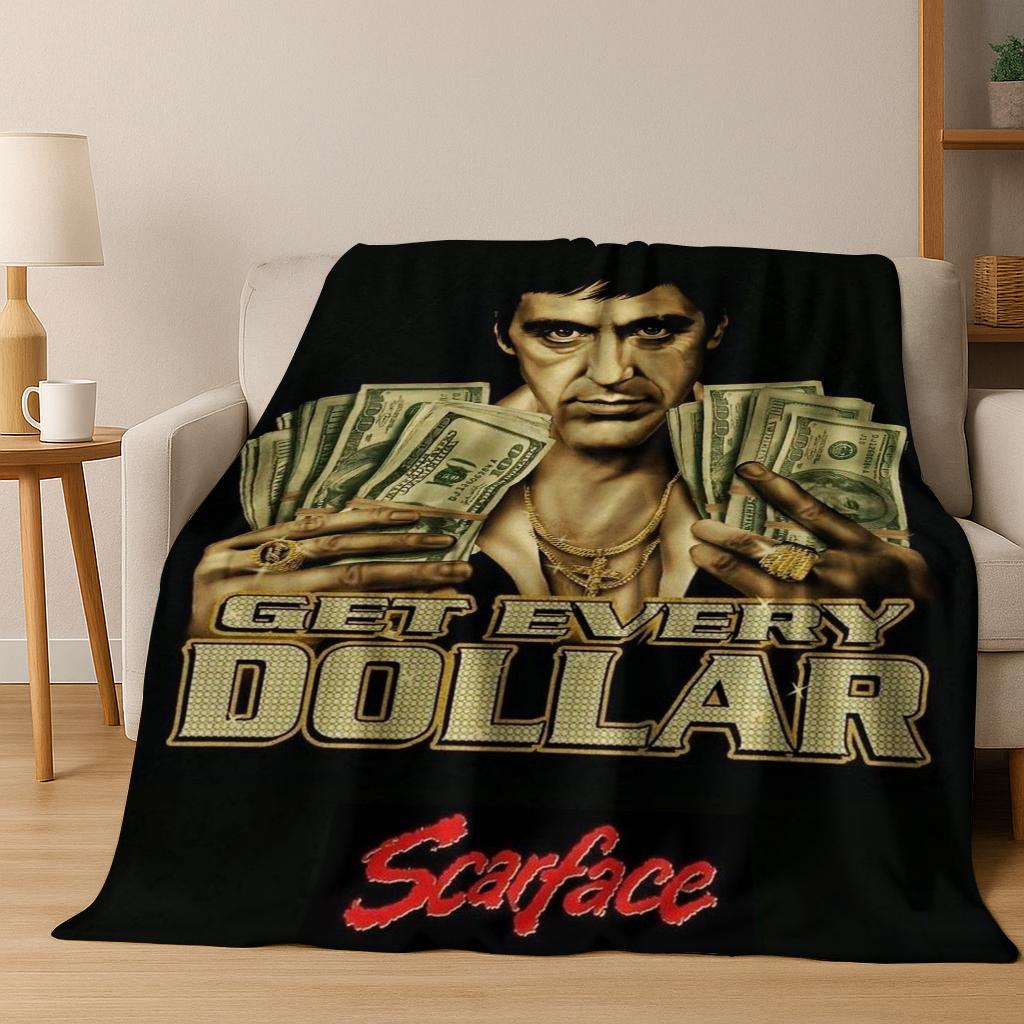 Classic Scarface Tony Montana Movie Art Flannel Blanket,Cozy Soft Throw Blanket for Home Bedroom Bed Sofa Picnic Cover Gift