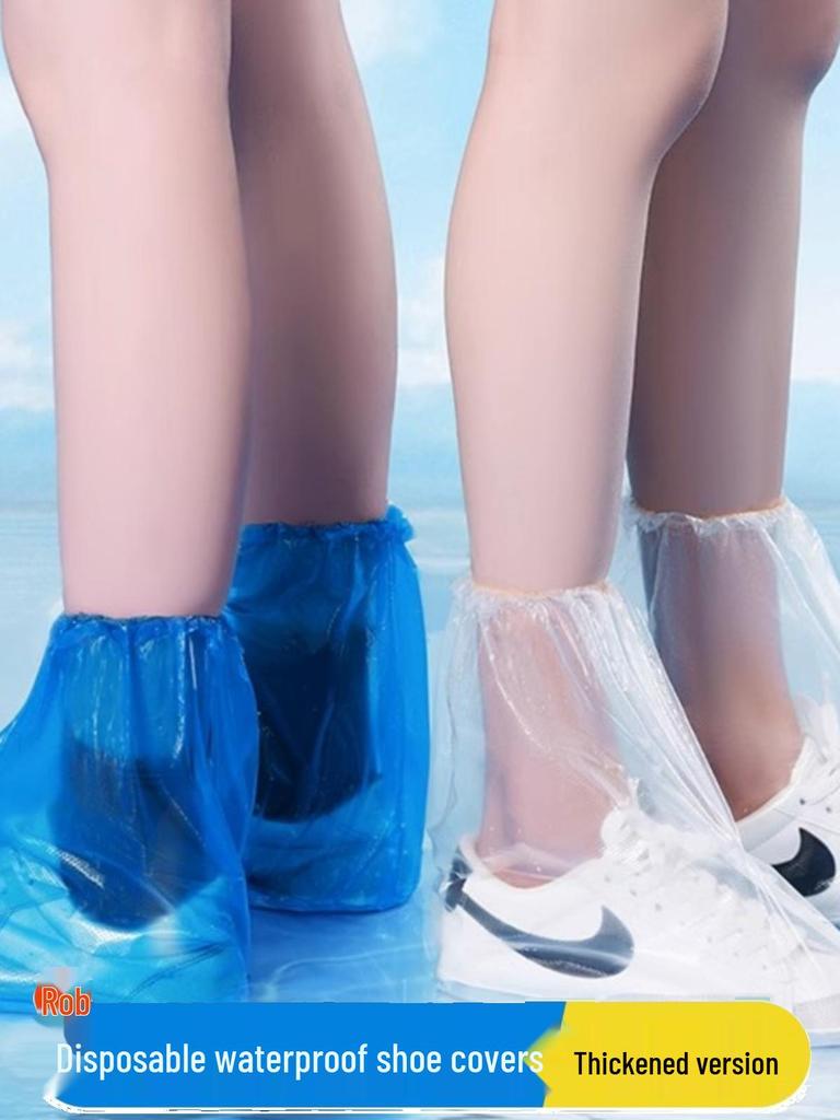 Waterproof Non-Slip Transparent Rain Shoe Covers - Thickened, Durable, Mid-High Tube for Outdoor Use