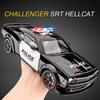New 1:24 Police Car Hellcat Model Toy Rubber Tire Miniature Sound and Light Pull Back Light Music Vehicle Boy Collection Ornaments Adult Gift