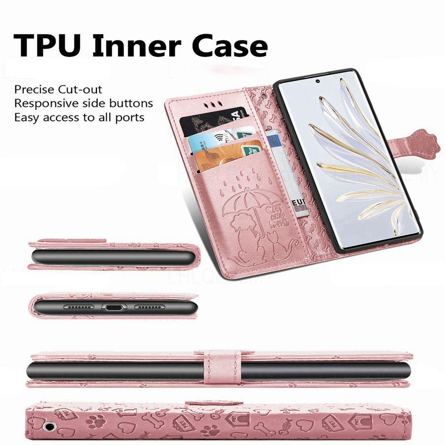 Кожаный чехол-книжка для Huawei P30 P40 Nova Y91 Honor X6D X5D X8D X5C 70 90 200 X6 X8 5G X7A X8A X7B X8B X7C Magic 5 6 8 Кот Собака Кошелек Чехол