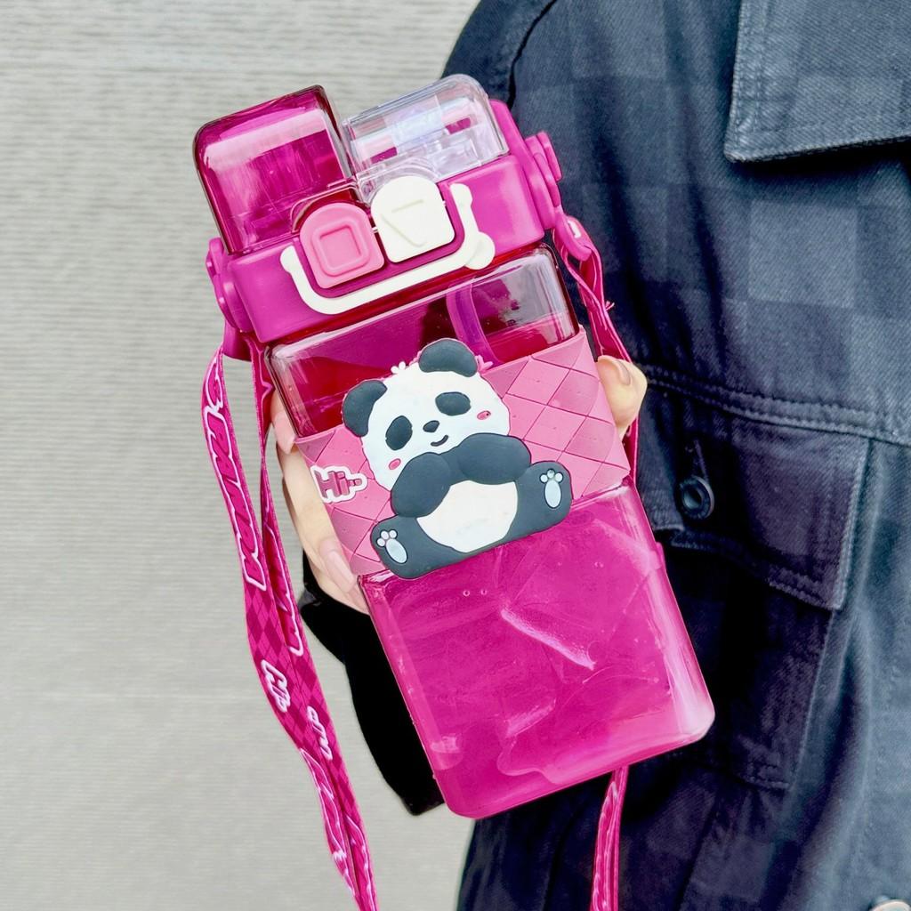 Panda Water Bottle For Kids With Straw And Ecofriendly Pc Material Perfect For Outdoor And Gift Use