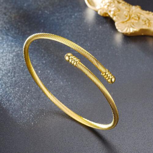 Мода нержавеющая сталь кабель проволока витой манжета браслет женский