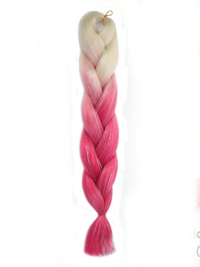 24-дюймовые синтетические волосы для плетения, микс, мишура, блестки, фиолетовые, светло-фиолетовые, синтетические волосы для наращивания, большие косички, 1 шт.