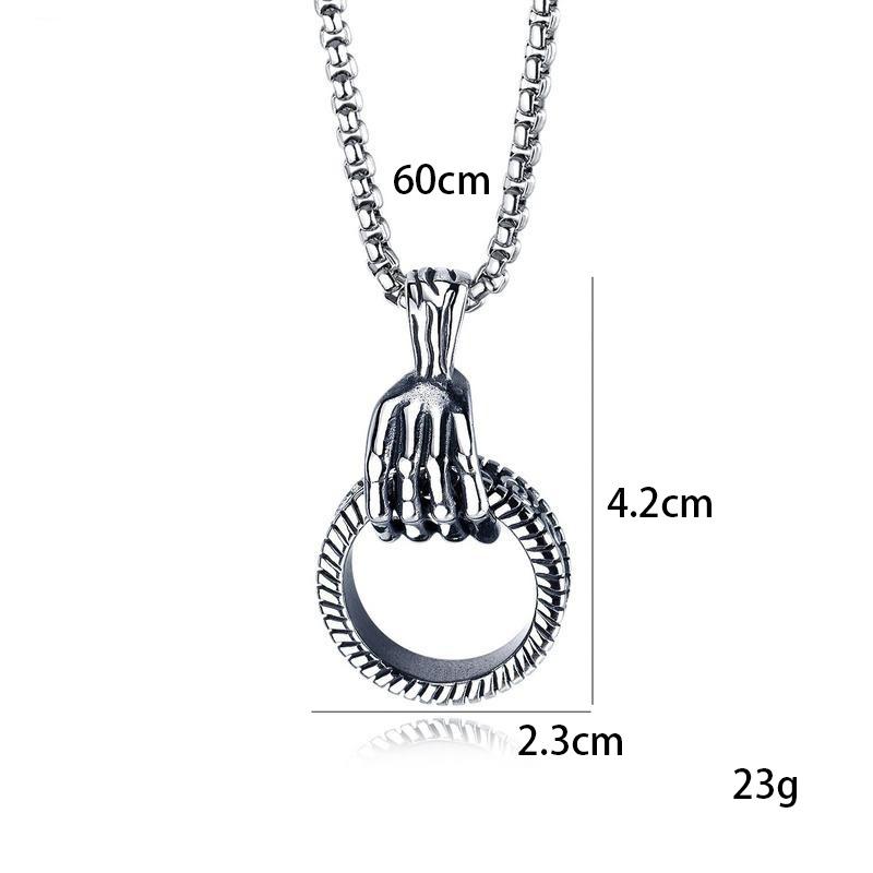Винтажное серебряное длинное мужское и женское индивидуальное готическое панк-стиль с черепом, кольцо-подвеска из нержавеющей стали