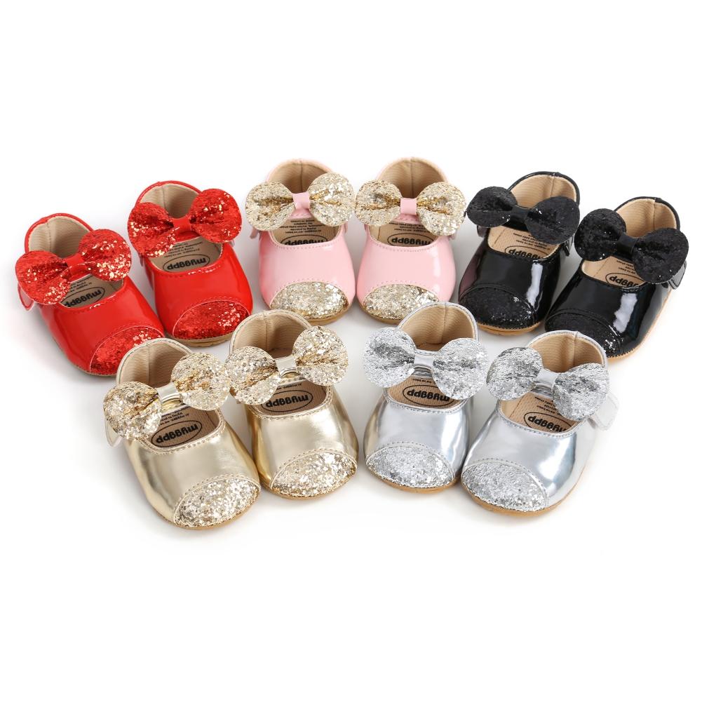 Infant Baby Girls Soft Sole Bowknot Princess Wedding Dress Mary Flats Prewalker Newborn Baby Sneaker Shoes 0-18M
