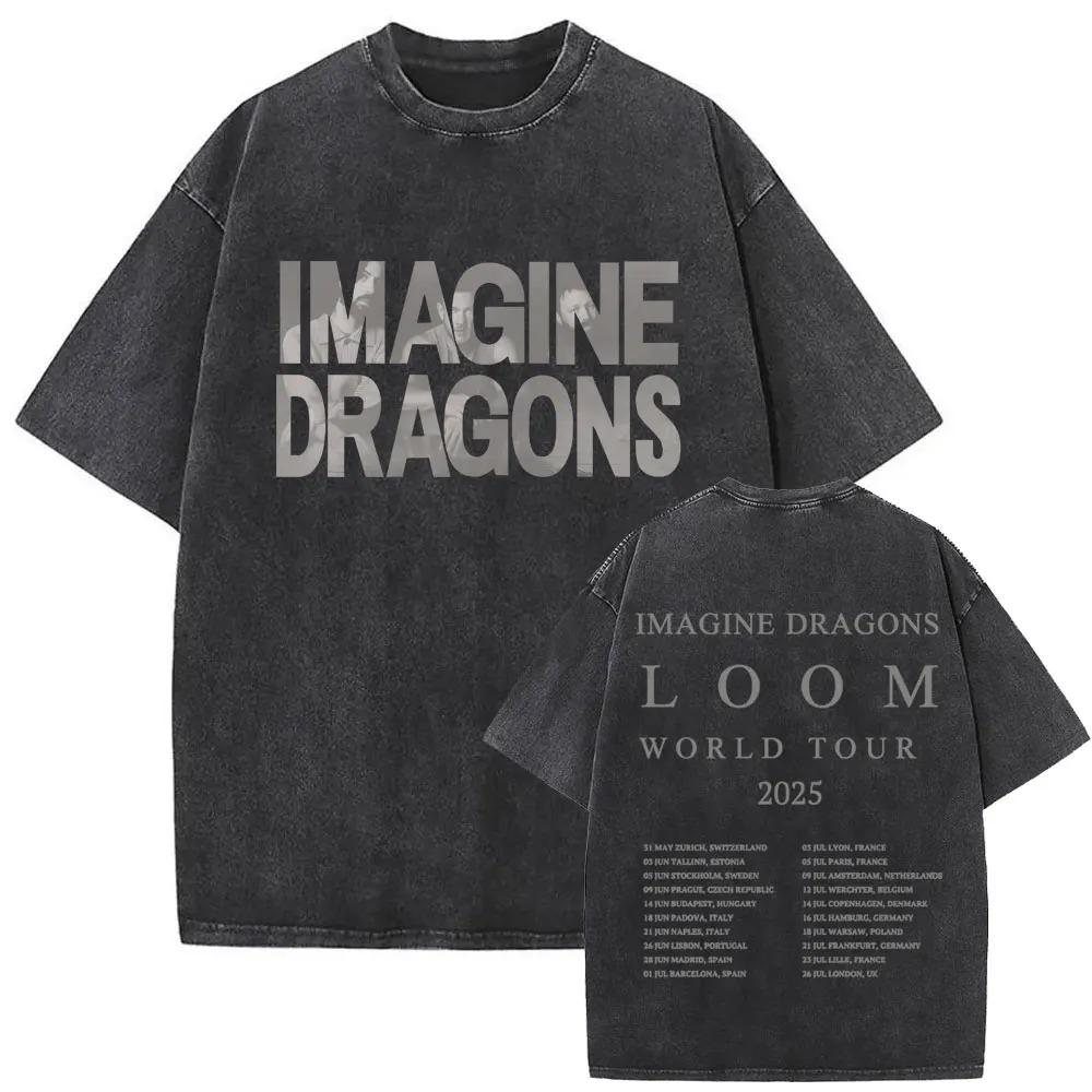 Рок-группа Imagine Dragons Loom Мировой тур 2026 Стирка Винтажная Футболка Мужская Женская Готическая Оверсайз Футболки Унисекс Повседневная Футболка