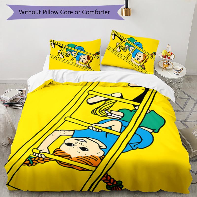 Pippi Longstocking 3pcs Bedding Set Duvet Cover Closure Includes 1 Duvet Cover & 2 Pillowcases for All Seasons Bedroom Home Dorm Decor