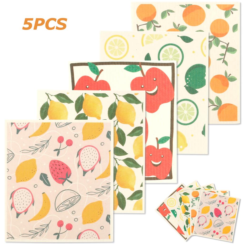 5/15PCS Kitchen Dish Towels Absorbent Swedish Dishcloths Oil-Free Cleaning Cloths for Washing Dishes Cleaning Kitchen Dish Rags