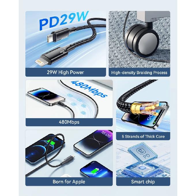 Essager USB C Cable For iPhone 14 13 12 11 Pro Max Xs Plus 29W Fast Charging Cable Type C To Lighting Date Wire For iPad Macboo