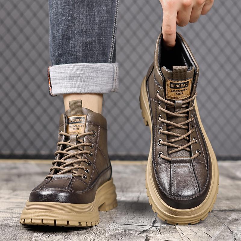 Новые дизайнерские ботинки челси из коровьей кожи для мужчин, осенне-зимние теплые туфли на платформе, мужские модные повседневные ботильоны для мужчин