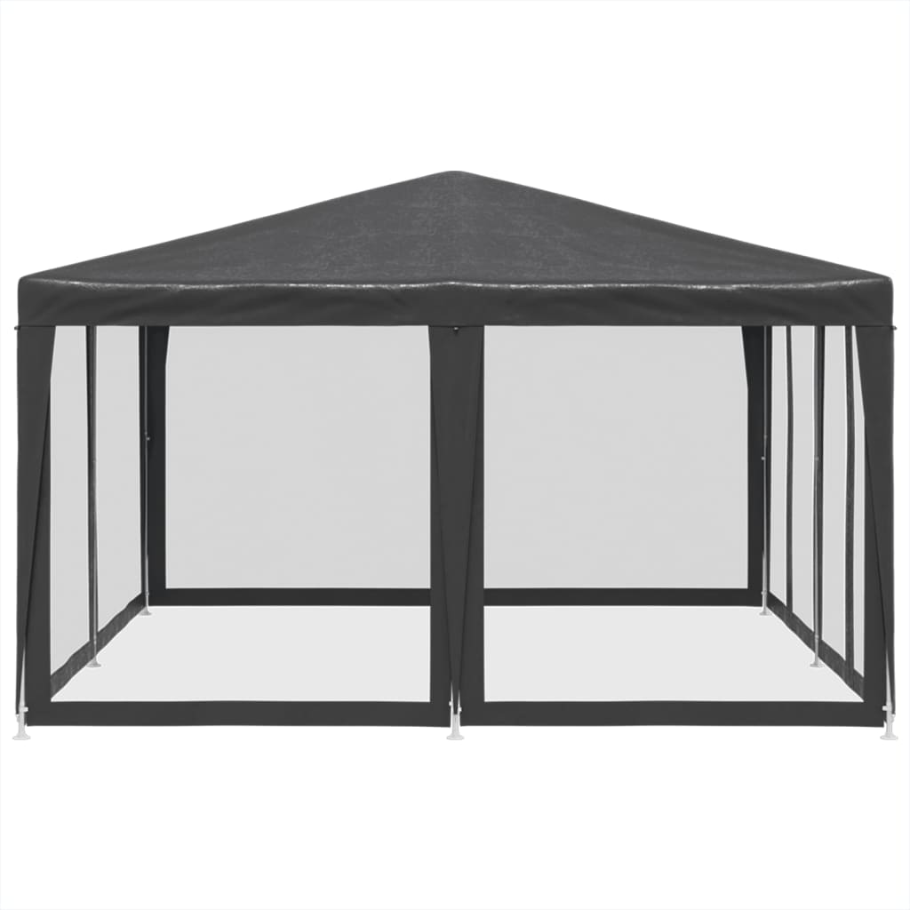 4x4 m Party Tent with 8 Mesh Side Panels Anthracite HDPE