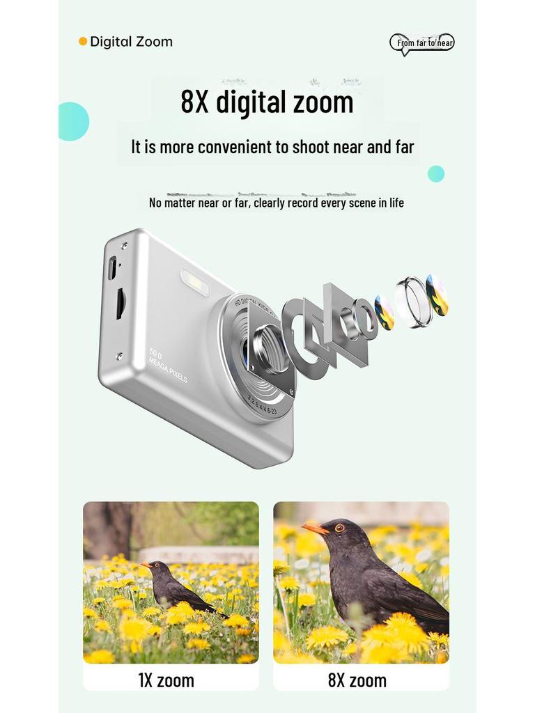 Портативная цифровая камера высокой четкости 48 МП — идеально подходит для дома, студентов и детей