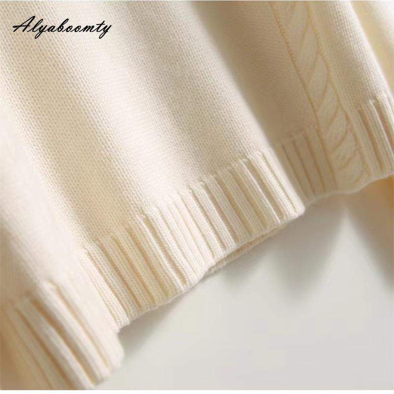 Корейский модный осенне-зимний женский повседневный свободный свитер с высоким воротником, синий, бежевый, зеленый, вязаный пуловер