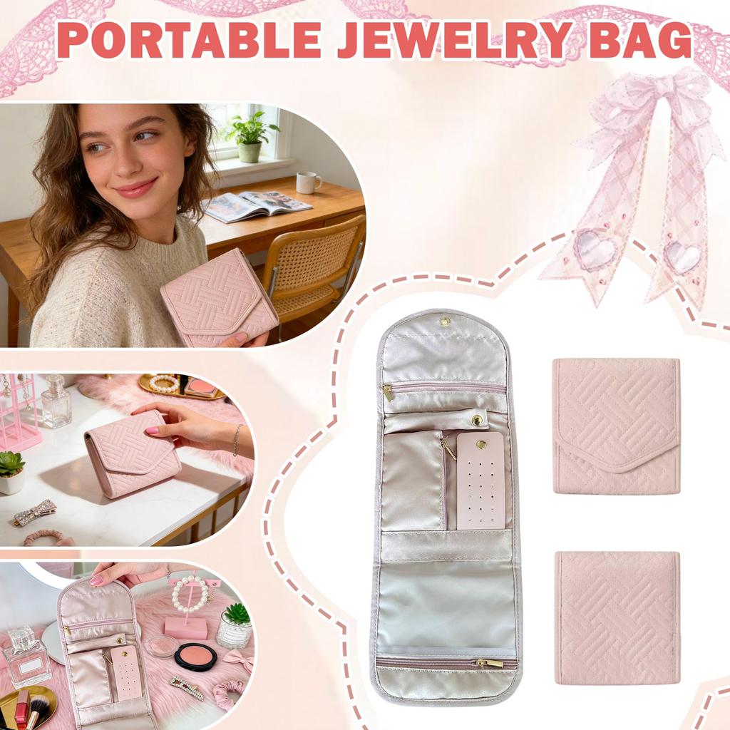 Travel Jewelry Organizer Box, Foldable Jewelry Roll, Suitable For Travel. Suitable For Rings, Necklaces, Earrings, And Bracelets. Size, Soft .