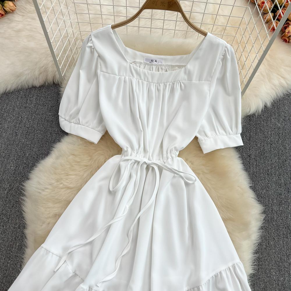 RUGOD 2022 летнее корейское платье с квадратным вырезом на талии, тонкое платье с пышными рукавами и колокольчиком, маленькое платье с галстуком