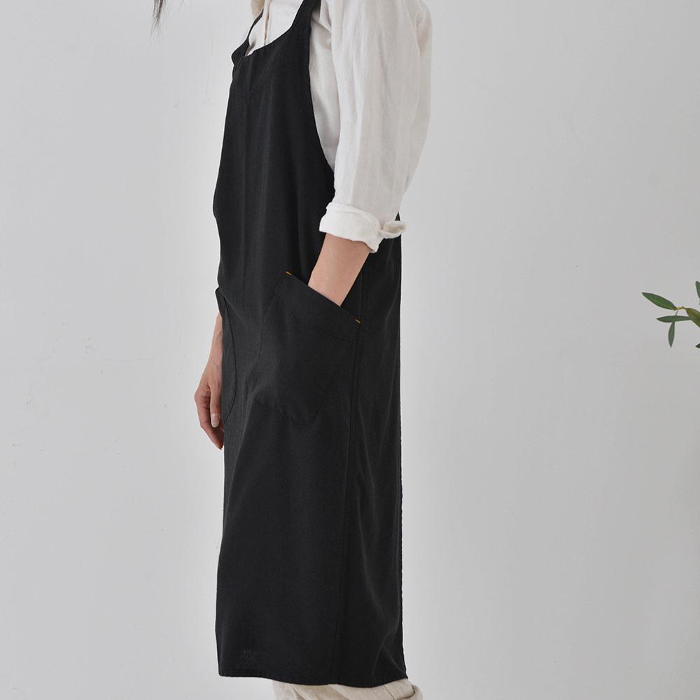 Хлопковый льняной кухонный фартук с карманами для повара, садоводства, работы с крестообразной спиной, для женщин и мужчин, с большим передником, для выпечки, кулинарии