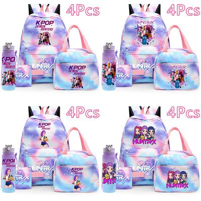 4 шт./компл. Аниме K-Pop Рюкзак Сумка Пенал с бутылкой для воды 750 мл для мальчика-подростка девочки Школьная сумка Большая вместимость Рюкзак Мочила