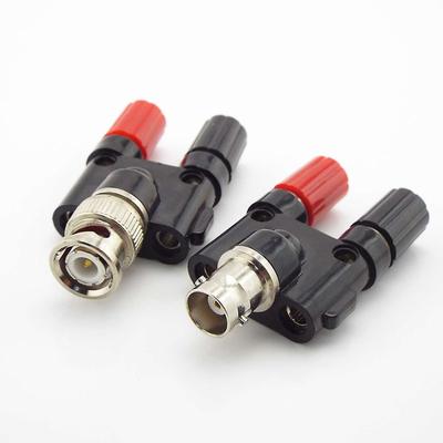 BNC female Male to Two Dual 4mm Banana Plug Jack Coaxial Connector RF Adapter Audio Adapter for CCTV