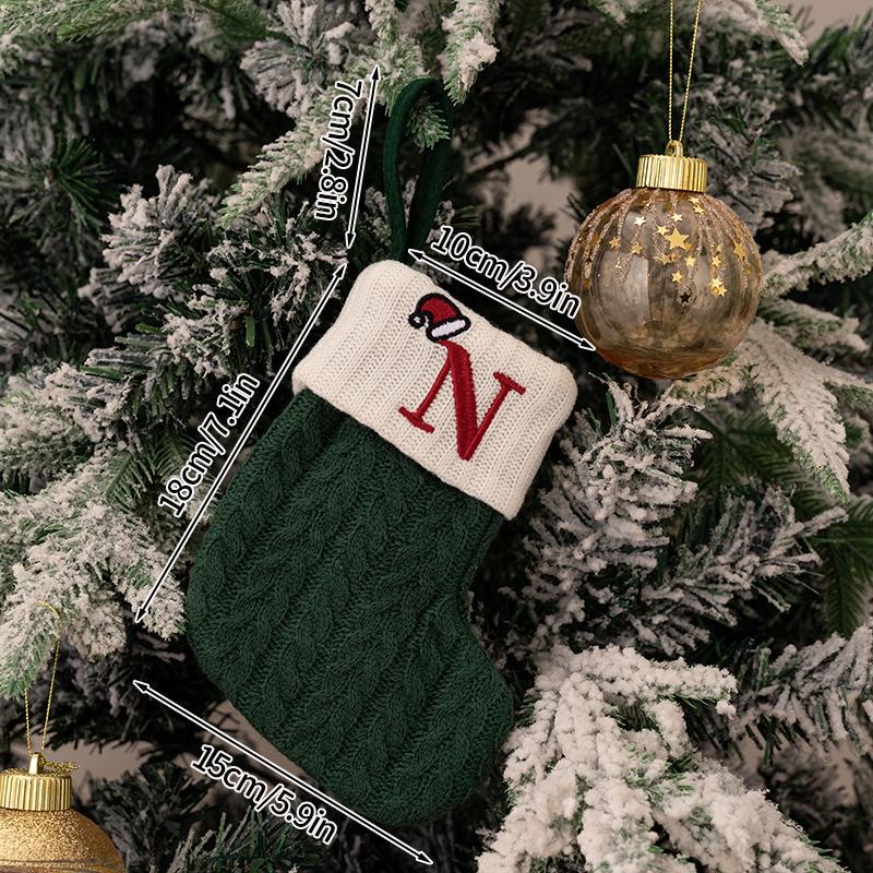 Christmas Stocking Knitting Snowflake Letter Socks Christmas Decoration For Home Christmas Alphabet Knitting Sock New Year  Gift