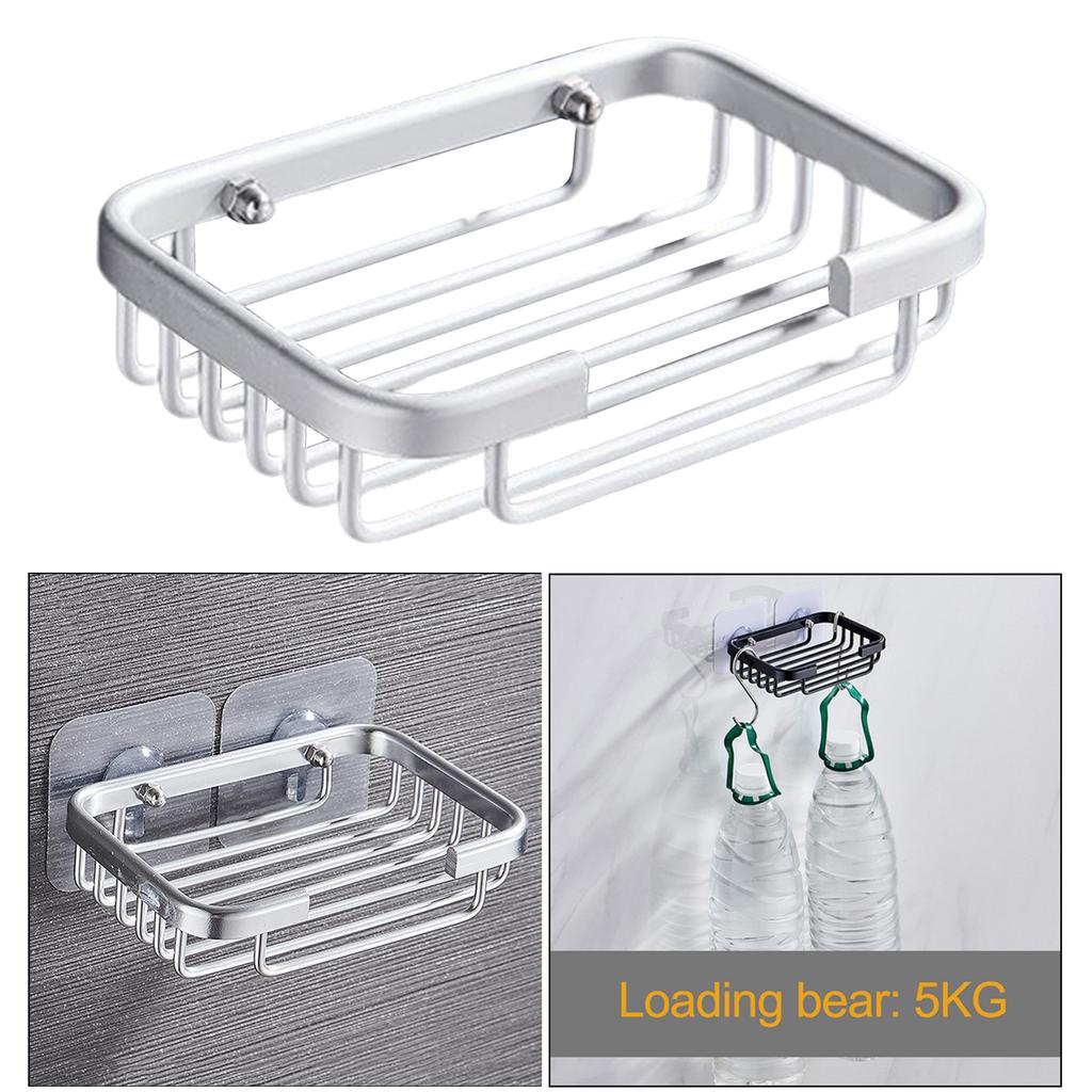 Soap Saver Sponge Dish Holder Bathroom Shower Wall Mounted Storage Basket No Drilling Aluminum Adhesive Soap Dish Holder Rack