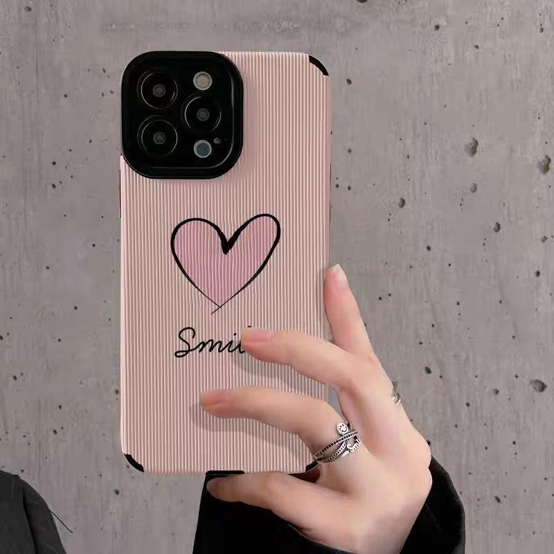 Модный силиконовый чехол с розовым сердечком и любовью для iPhone 15 13 Max 14 Plus 11 12 Mini SE 7 8 X XS XR, кожаный противоударный полный чехол